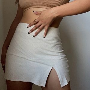 Split up mini Linen Skirt
